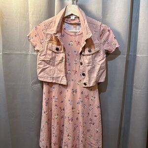 Knitworks Pink Floral Dress with Peach Vest